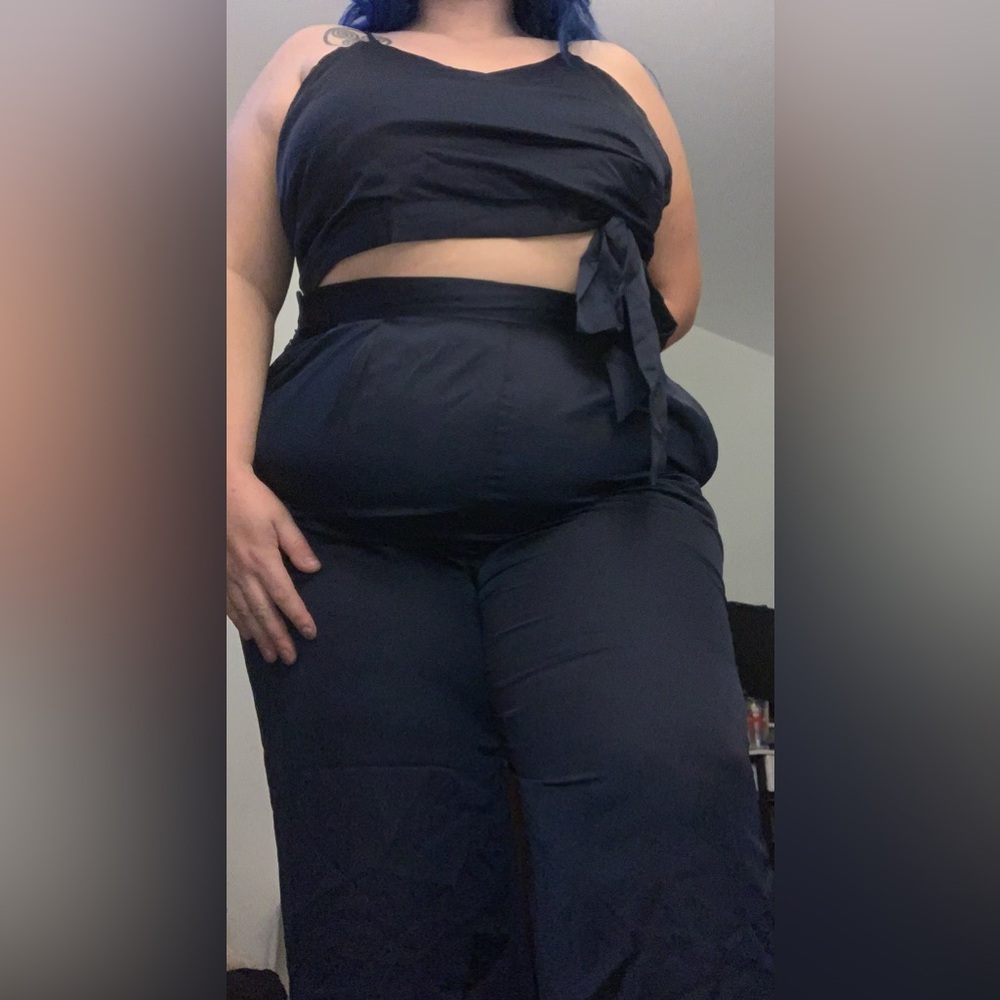 Navy Blue Two-Piece Pantsuit